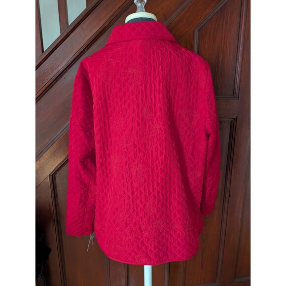 Requirements Womens Quilted Embroidered Jacket 2X Red Polyester NWT - Picture 2 of 8